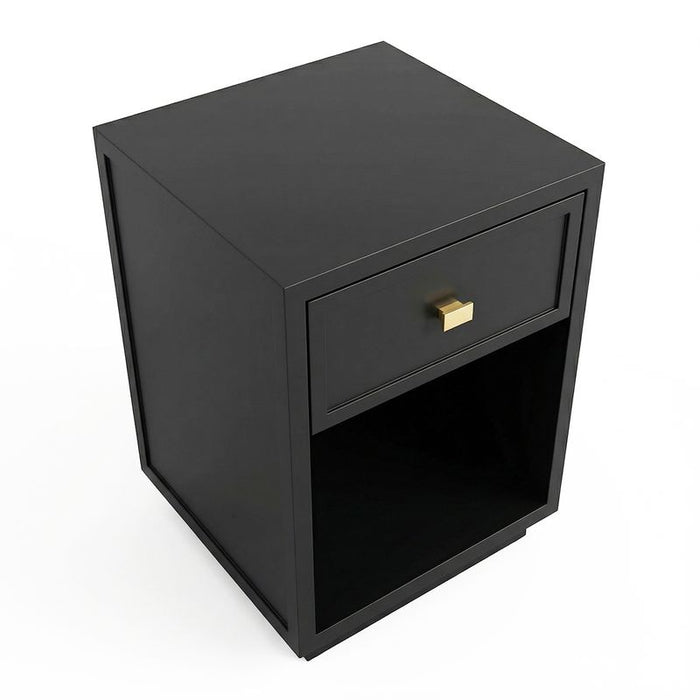 Logan Bedside Table - Petite Black, Metal, 60cm H