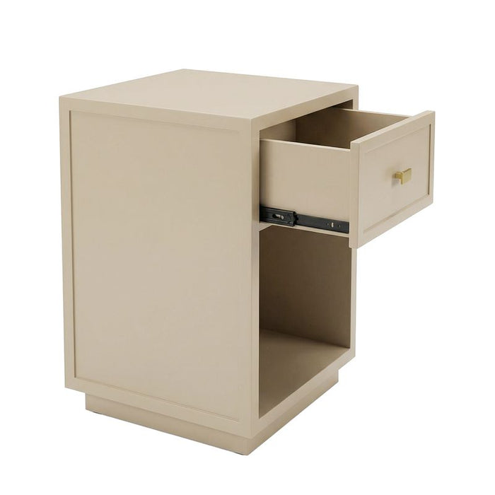 Logan Bedside Table - Petite Beige, Metal, 60cm H