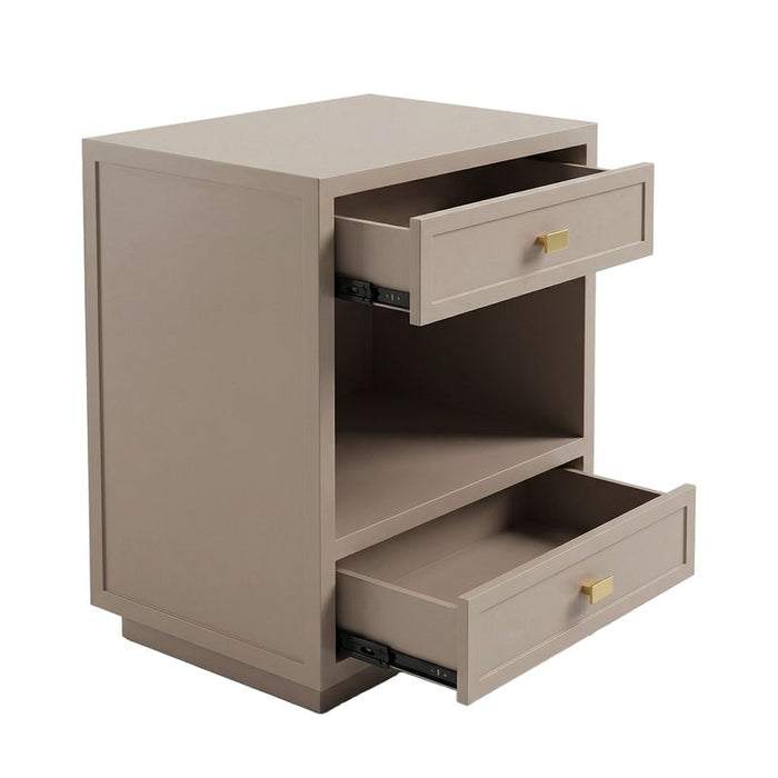 Logan Bedside Table - Small Taupe, Metal, 65cm H