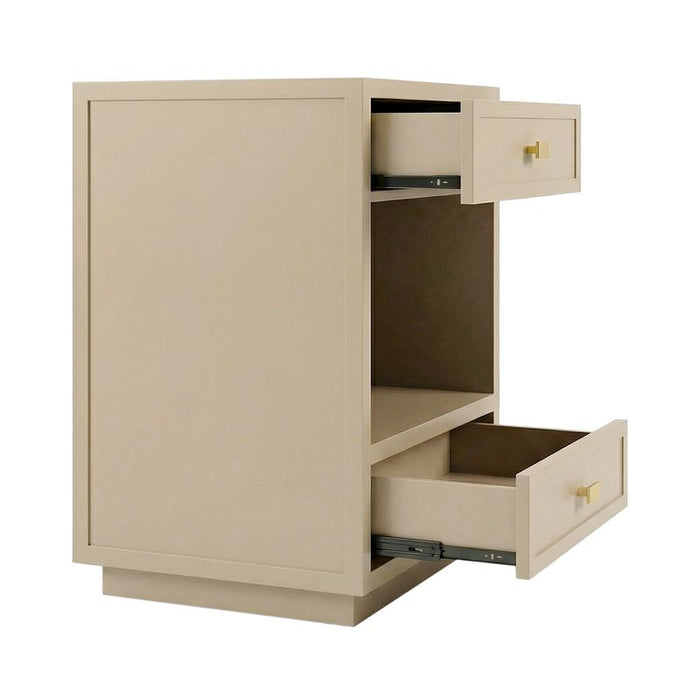 Logan Bedside Table - Small Beige, Metal, 65cm H
