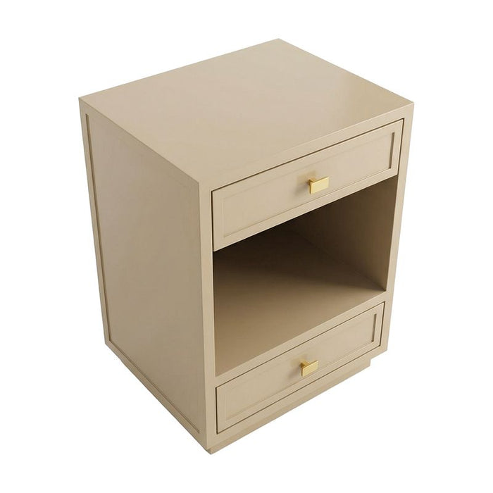 Logan Bedside Table - Small Beige, Metal, 65cm H