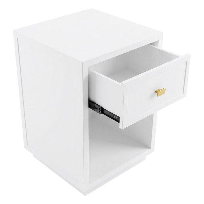 Logan Bedside Table - Petite White, Metal, 60cm H