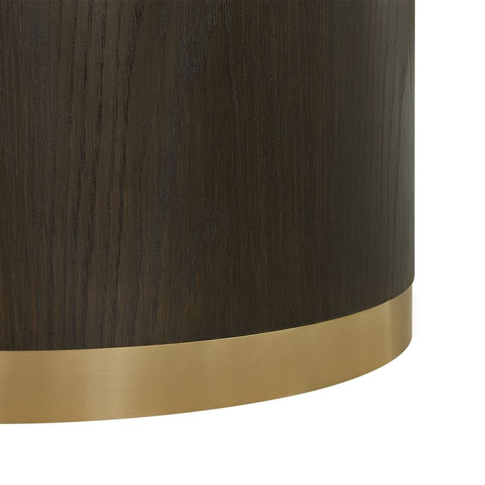 Eli Round Dining Table - 1.5m Smoked Oak, Gold