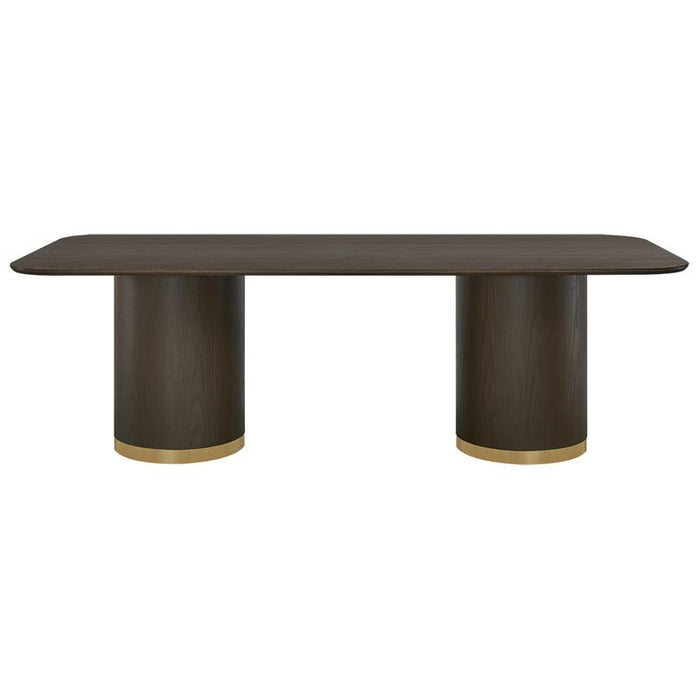 Eli Rectangular Dining Table - 2.4m Smoked Oak, Gold