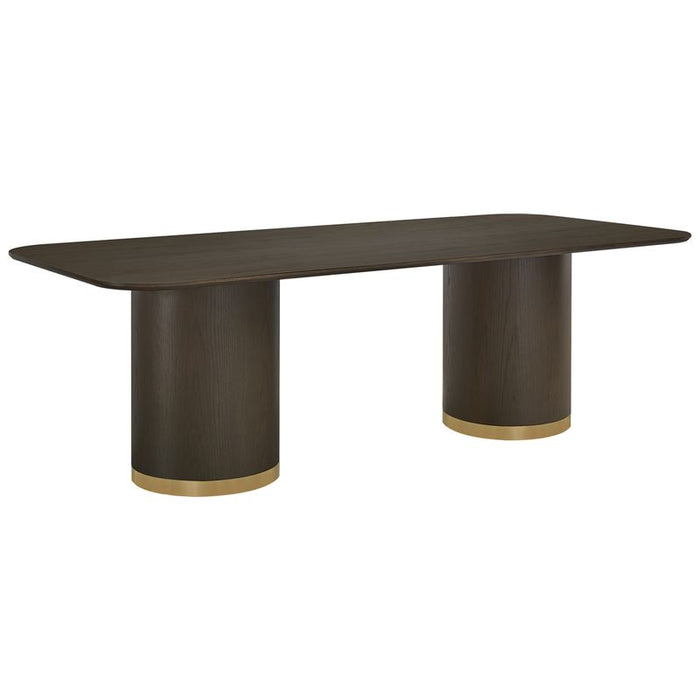 Eli Rectangular Dining Table - 2.4m Smoked Oak, Gold