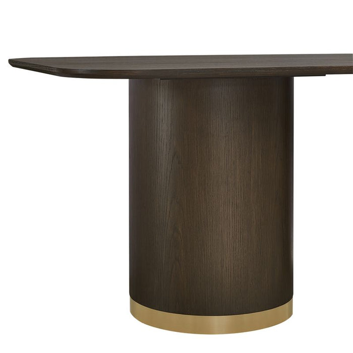 Eli Rectangular Dining Table - 2.4m Smoked Oak, Gold