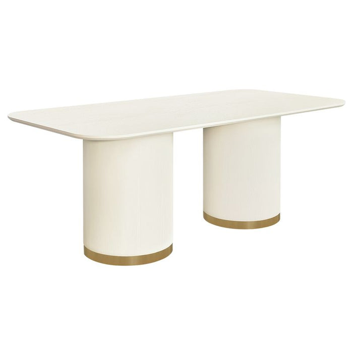Eli Rectangular Dining Table - 2m Ivory, Metal
