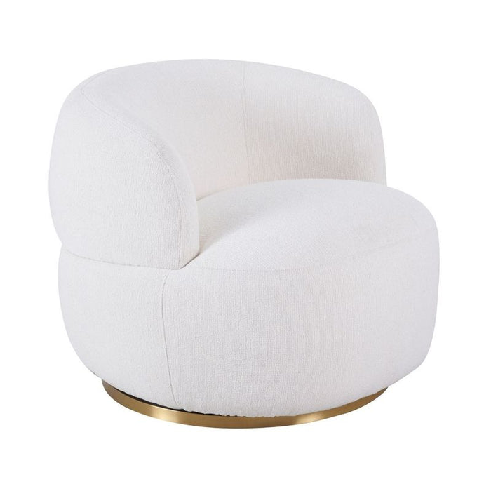 Tubby Swivel Arm Chair - Ecru, Fabric Metal