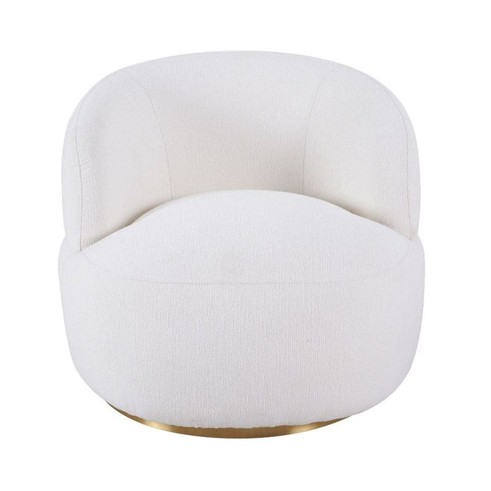 Tubby Swivel Arm Chair - Ecru, Fabric Metal