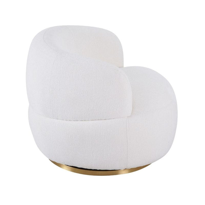 Tubby Swivel Arm Chair - Ecru, Fabric Metal