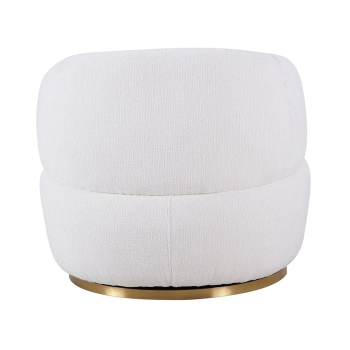Tubby Swivel Arm Chair - Ecru, Fabric Metal