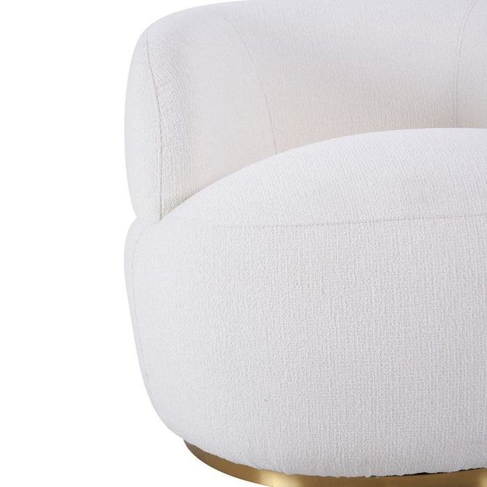 Tubby Swivel Arm Chair - Ecru, Fabric Metal