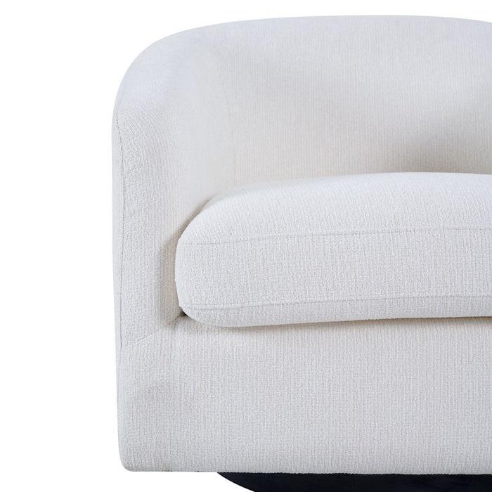 Bellevue Swivel Arm Chair - Ecru, Black Fabric Wood