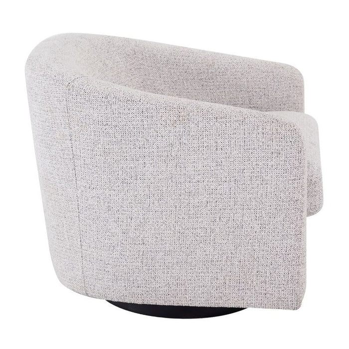 Bellevue Swivel Arm Chair - Salt & Pepper, Black Fabric Wood