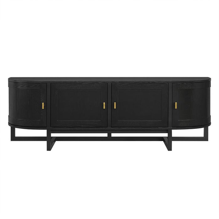 Theodore Entertainment Unit - Black, Wood Metal, 180cm