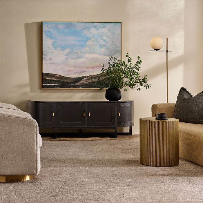 Theodore Entertainment Unit - Black, Wood Metal, 180cm