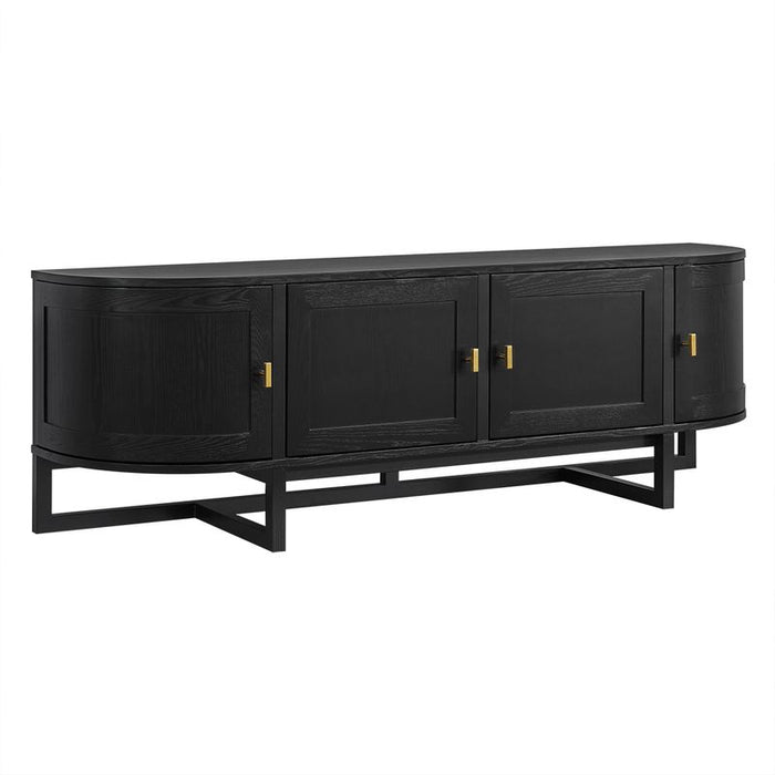 Theodore Entertainment Unit - Black, Wood Metal, 180cm