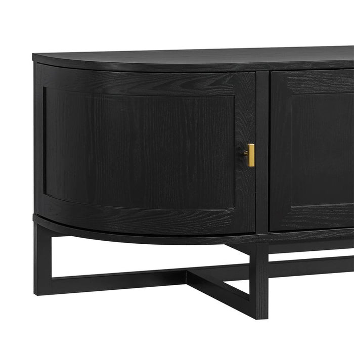 Theodore Entertainment Unit - Black, Wood Metal, 180cm