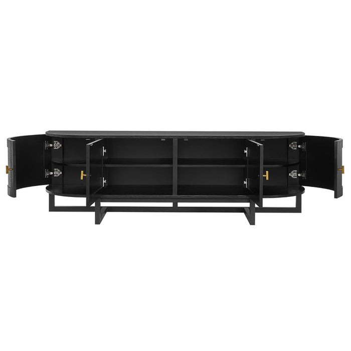 Theodore Entertainment Unit - Black, Wood Metal, 180cm