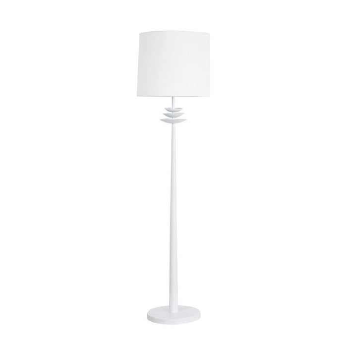 Regina Floor Lamp - White, Linen Metal, 160cm H