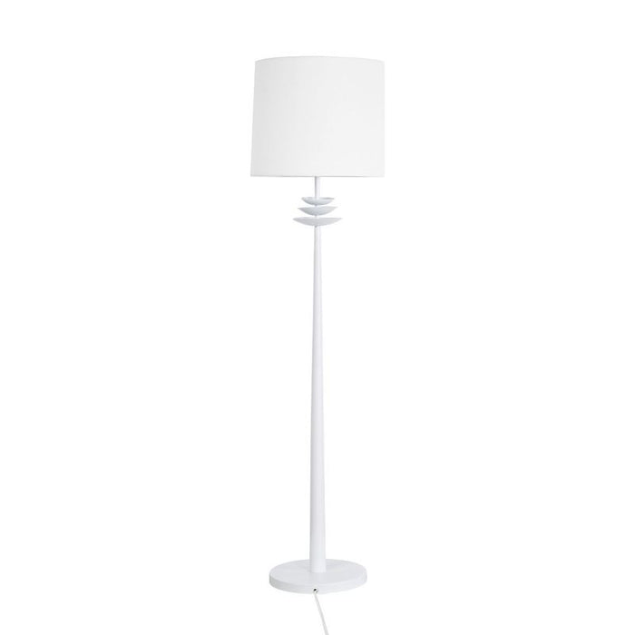 Regina Floor Lamp - White, Linen Metal, 160cm H