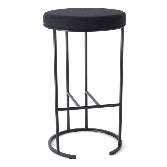 Blackley Black Iron Bar Stool - Black Linen, 76cm H