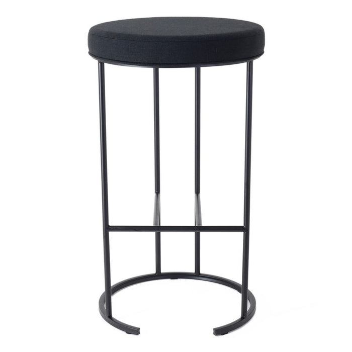 Blackley Black Iron Bar Stool - Black Linen, 76cm H
