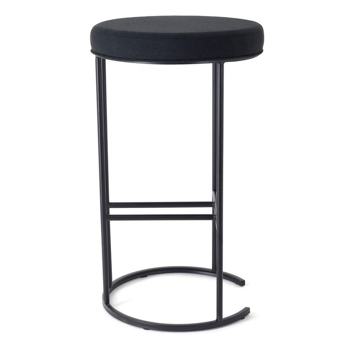 Blackley Black Iron Bar Stool - Black Linen, 76cm H