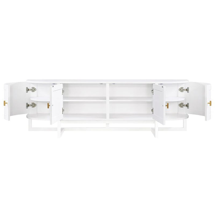 Theodore Entertainment Unit - White, Wood Metal, 180cm