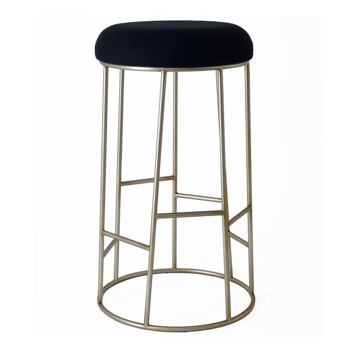 Aiden Gold Steel Bar Stool - Black Linen, 76cm H