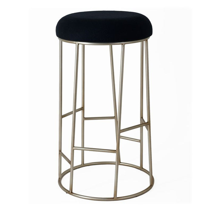 Aiden Gold Steel Bar Stool - Black Linen, 76cm H