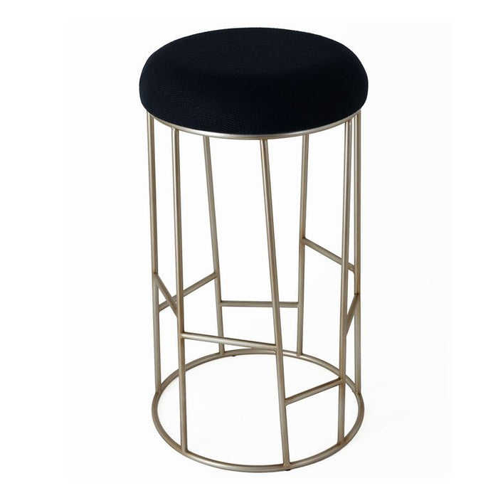 Aiden Gold Steel Bar Stool - Black Linen, 76cm H