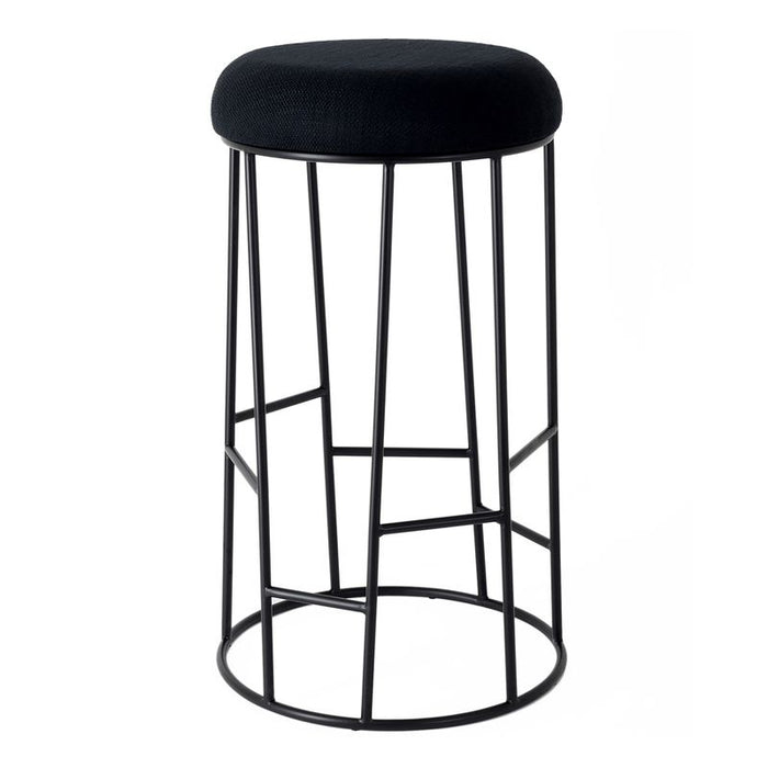 Aiden Black Steel Bar Stool - Black Linen, 76cm H