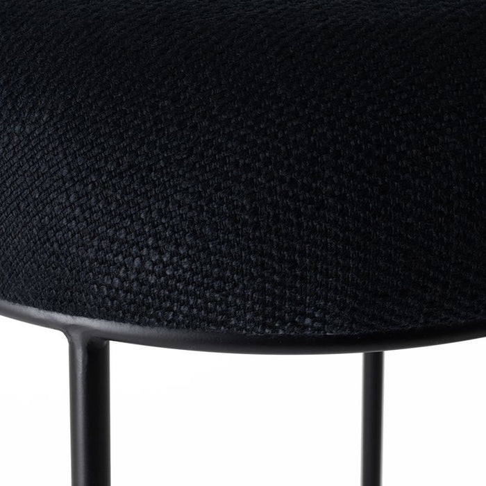 Aiden Black Steel Bar Stool - Black Linen, 76cm H