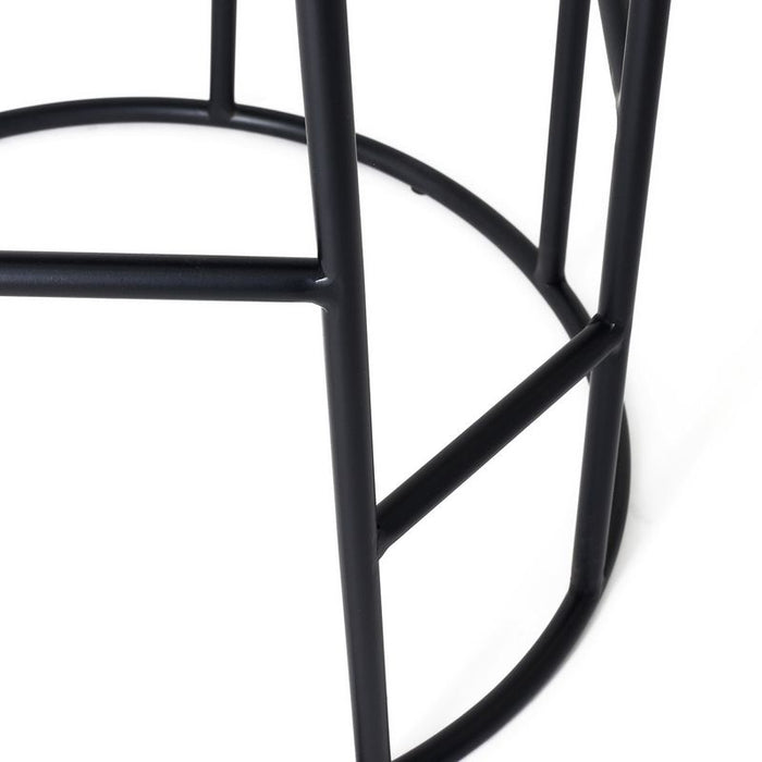 Aiden Black Steel Bar Stool - Black Linen, 76cm H