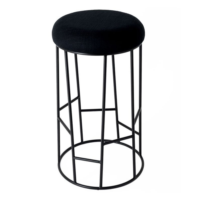 Aiden Black Steel Bar Stool - Black Linen, 76cm H