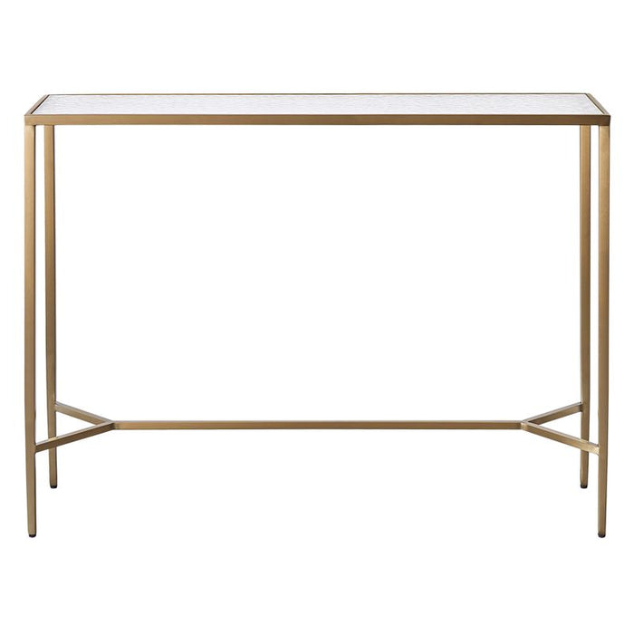 Chloe Rippled Glass Console Table - Large Gold, 110cm