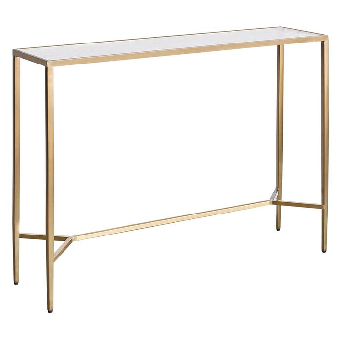 Chloe Rippled Glass Console Table - Large Gold, 110cm