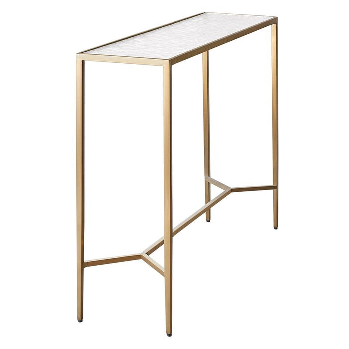 Chloe Rippled Glass Console Table - Large Gold, 110cm