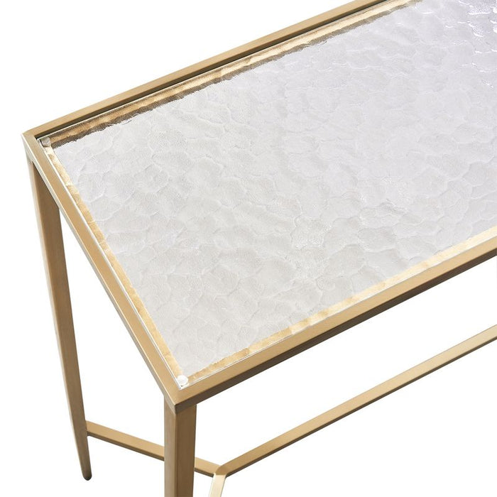 Chloe Rippled Glass Console Table - Large Gold, 110cm