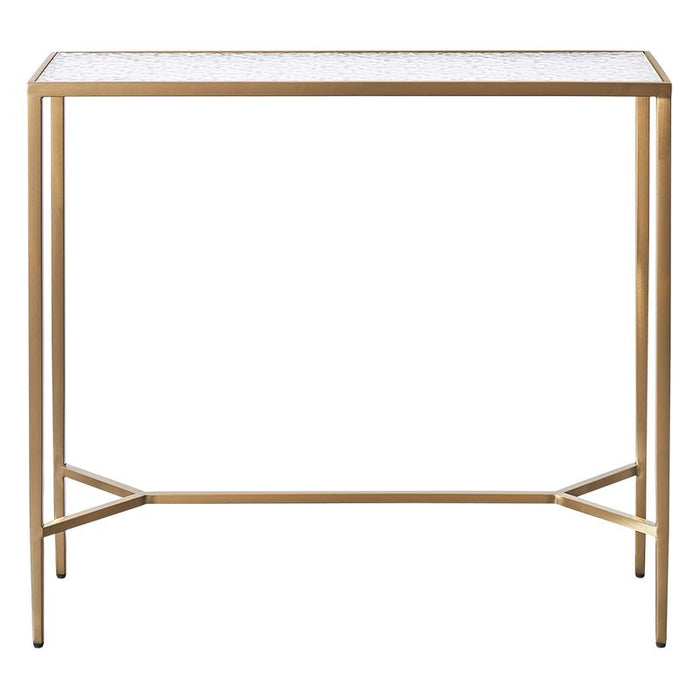 Chloe Rippled Glass Console Table - Small Gold, 90cm