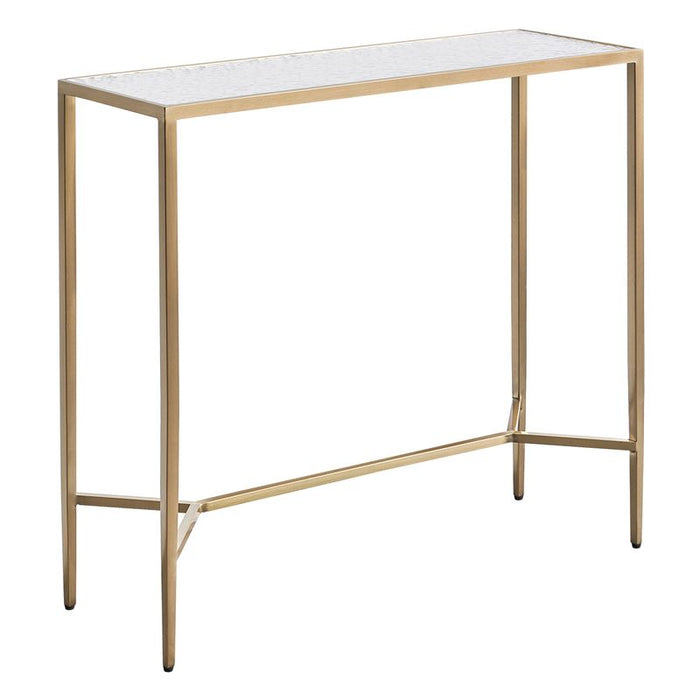 Chloe Rippled Glass Console Table - Small Gold, 90cm