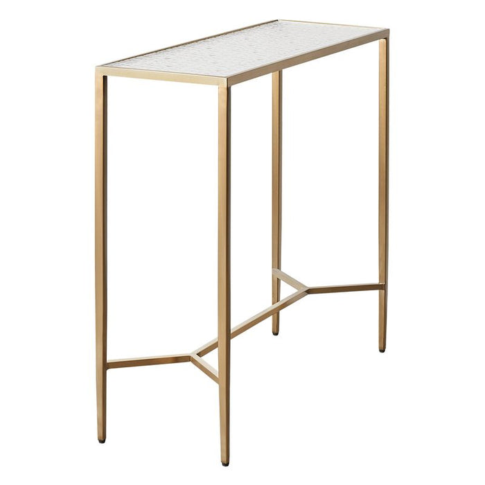 Chloe Rippled Glass Console Table - Small Gold, 90cm