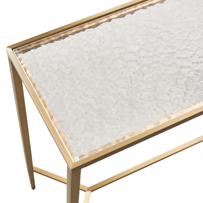 Chloe Rippled Glass Console Table - Small Gold, 90cm