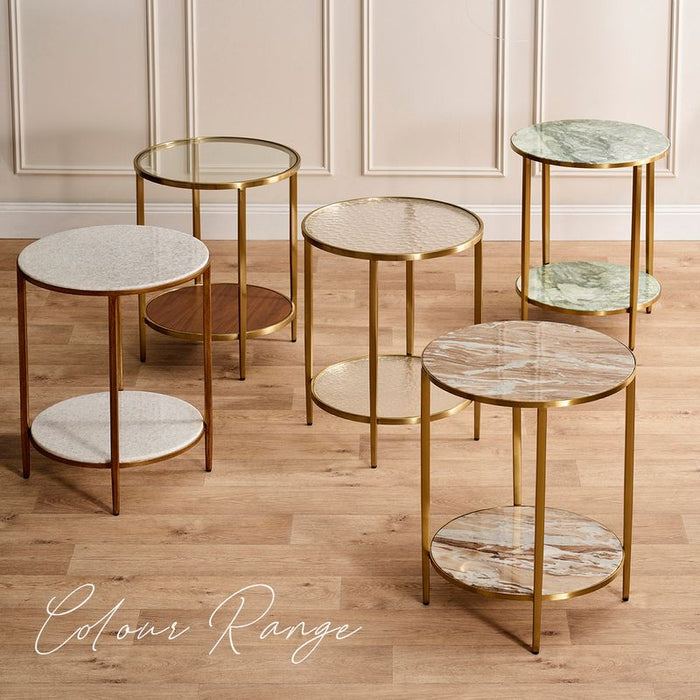 Chloe Rippled Glass Console Table - Small Gold, 90cm