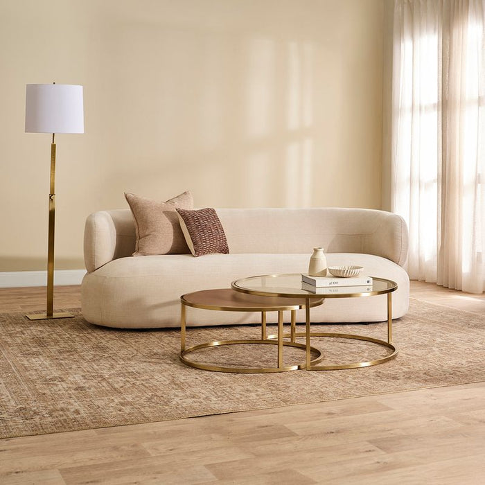 Chloe Glass and Timber Nesting Coffee Table - Gold, 95cm