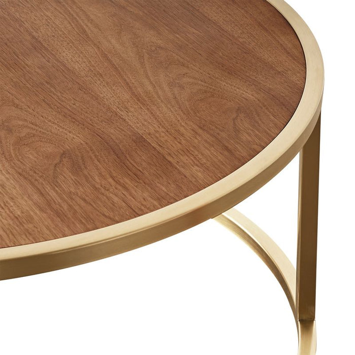 Chloe Glass and Timber Nesting Coffee Table - Gold, 95cm