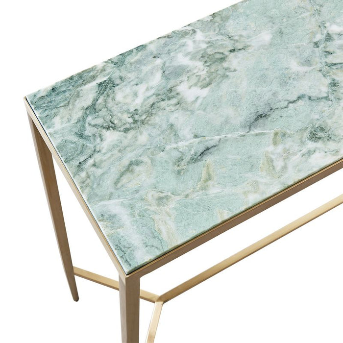 Chloe Dusty Jade Marble Console Table - Large Gold, 110cm