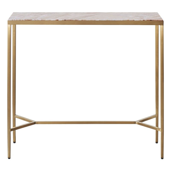 Chloe Pink Marble Console Table - Small Gold, 90cm
