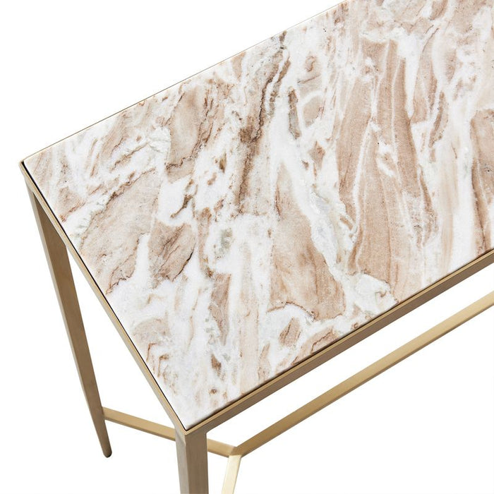 Chloe Pink Marble Console Table - Small Gold, 90cm